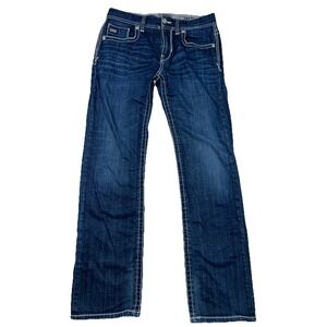 BUCKLE Black 7Fit BKE Jeans Men 34x34 Blue Whisker Straight Stretch Flap Pockets